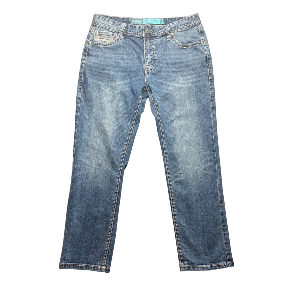 Rock & Roll Denim Revolver Jeans Mens 34x30 Blue Cotton Slim Straight Bootcut
